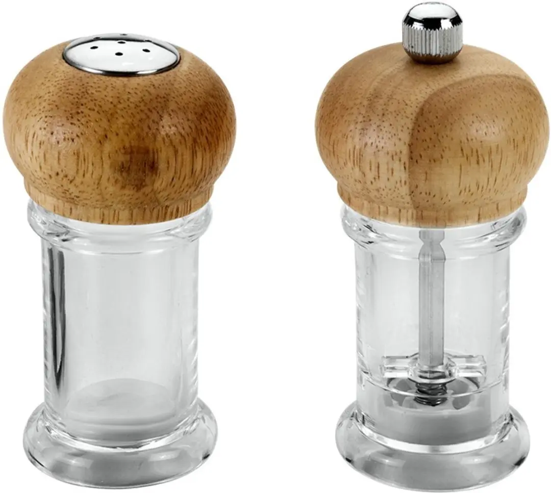Metaltex Spice Line Zoutvaatje & Pepermolen 10cm - Transparant/Beige