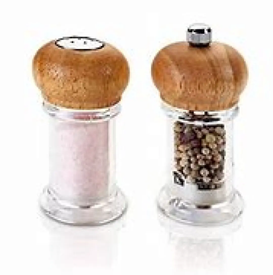 Metaltex Spice Line Zoutvaatje & Pepermolen 10cm - Transparant/Beige