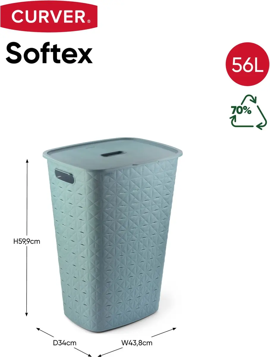 Curver Softex Wasbox 56L - 2 Vakken - Blauw