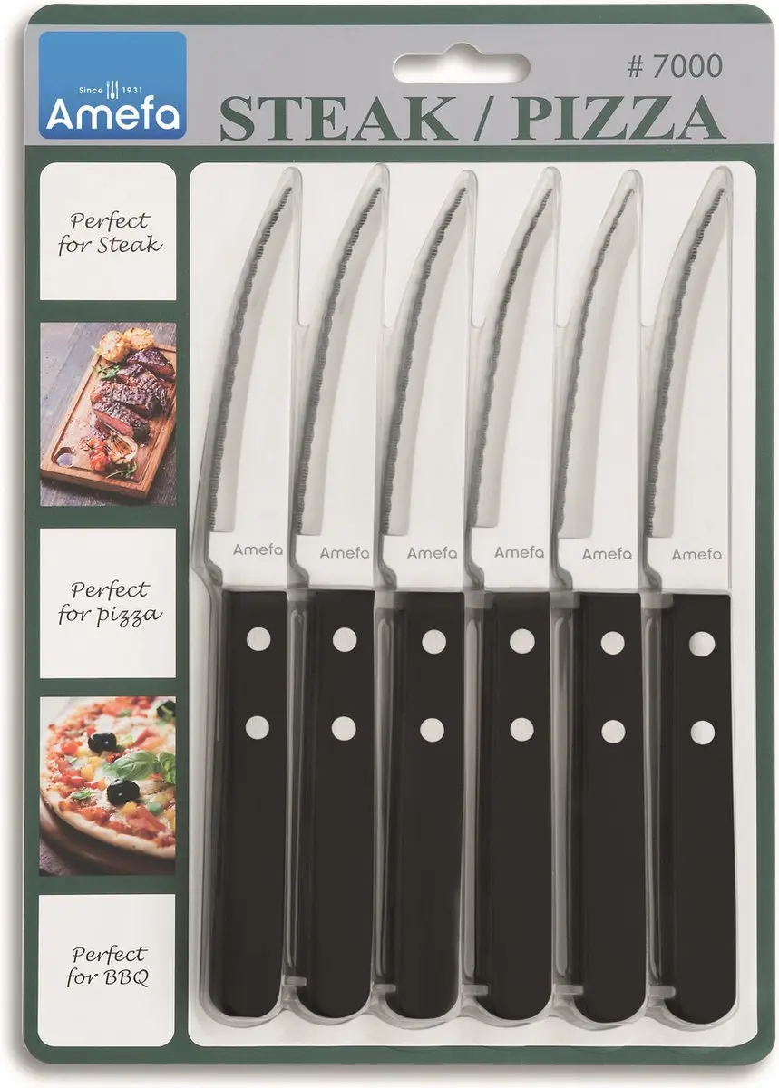 Amefa Pizza Steakmessenset 6-delig - Zwart
