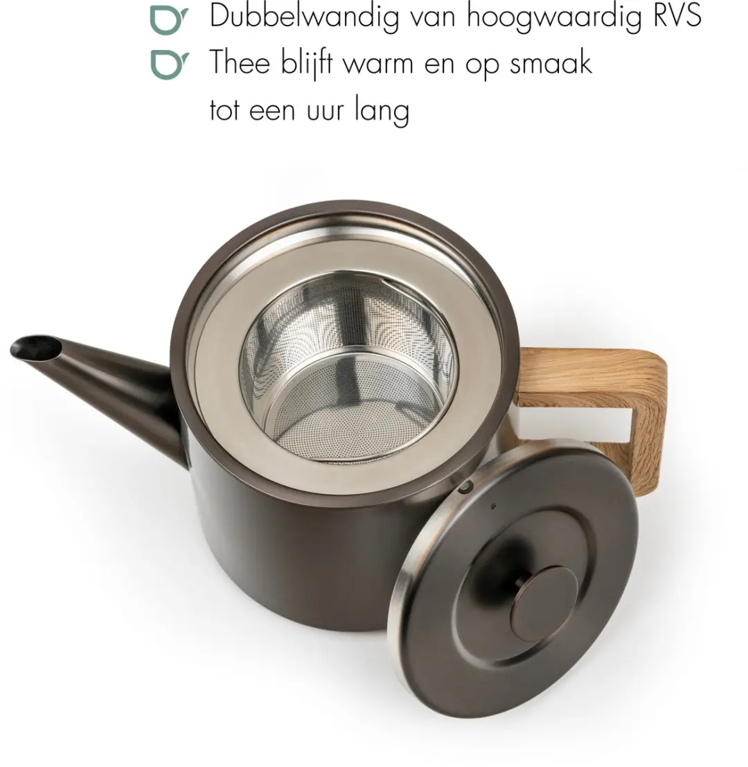 Bredemeijer Theepot Narvik Dubbelwandig 1,1L - Metallic Grijs
