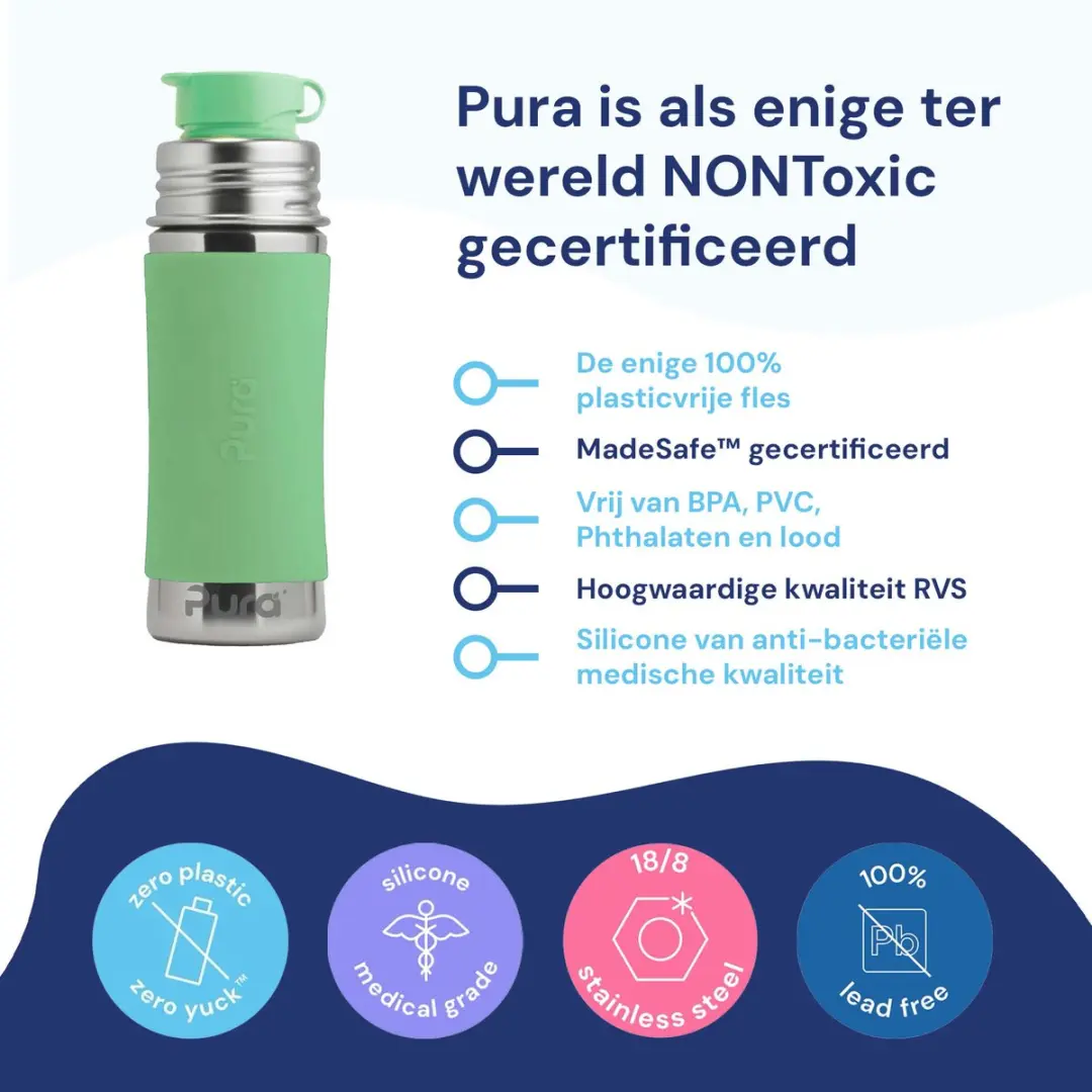 Pura Sportfles 325ml Moss - Plasticvrij - Incl. Sportsleeve