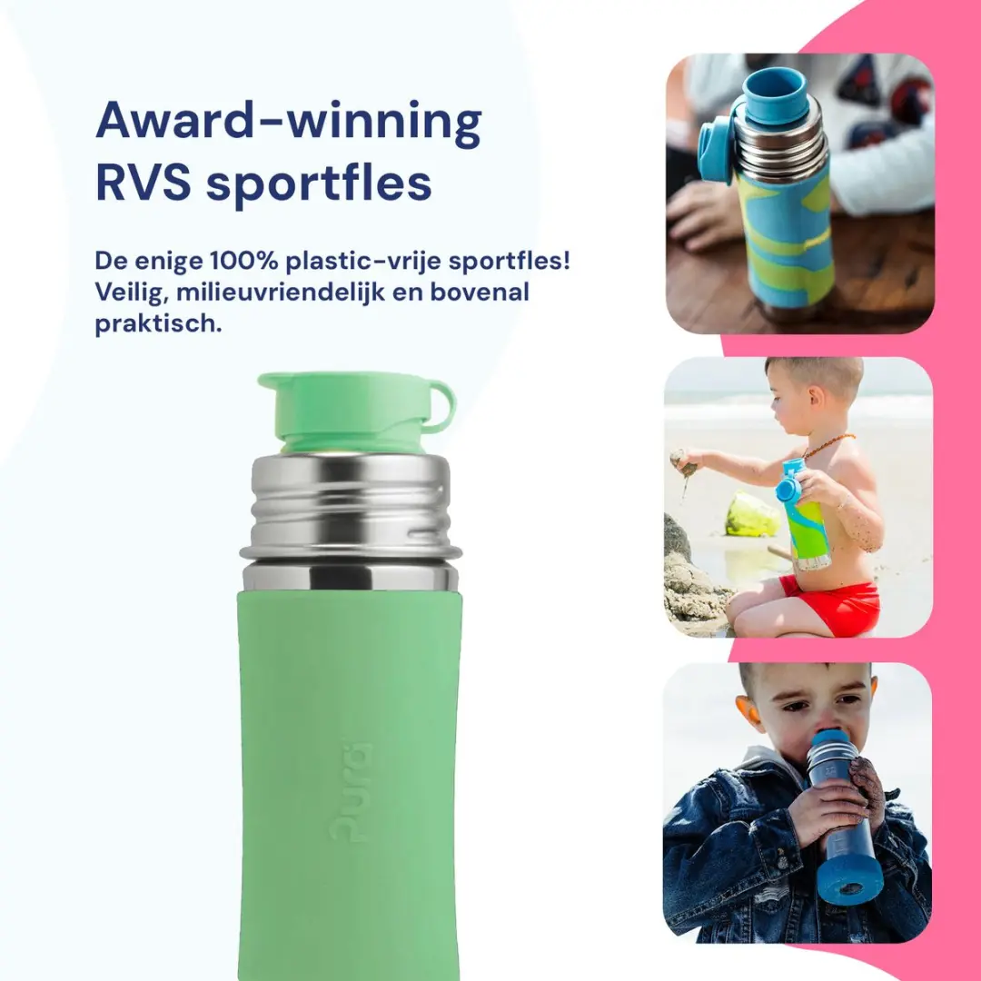 Pura Sportfles 325ml Moss - Plasticvrij - Incl. Sportsleeve