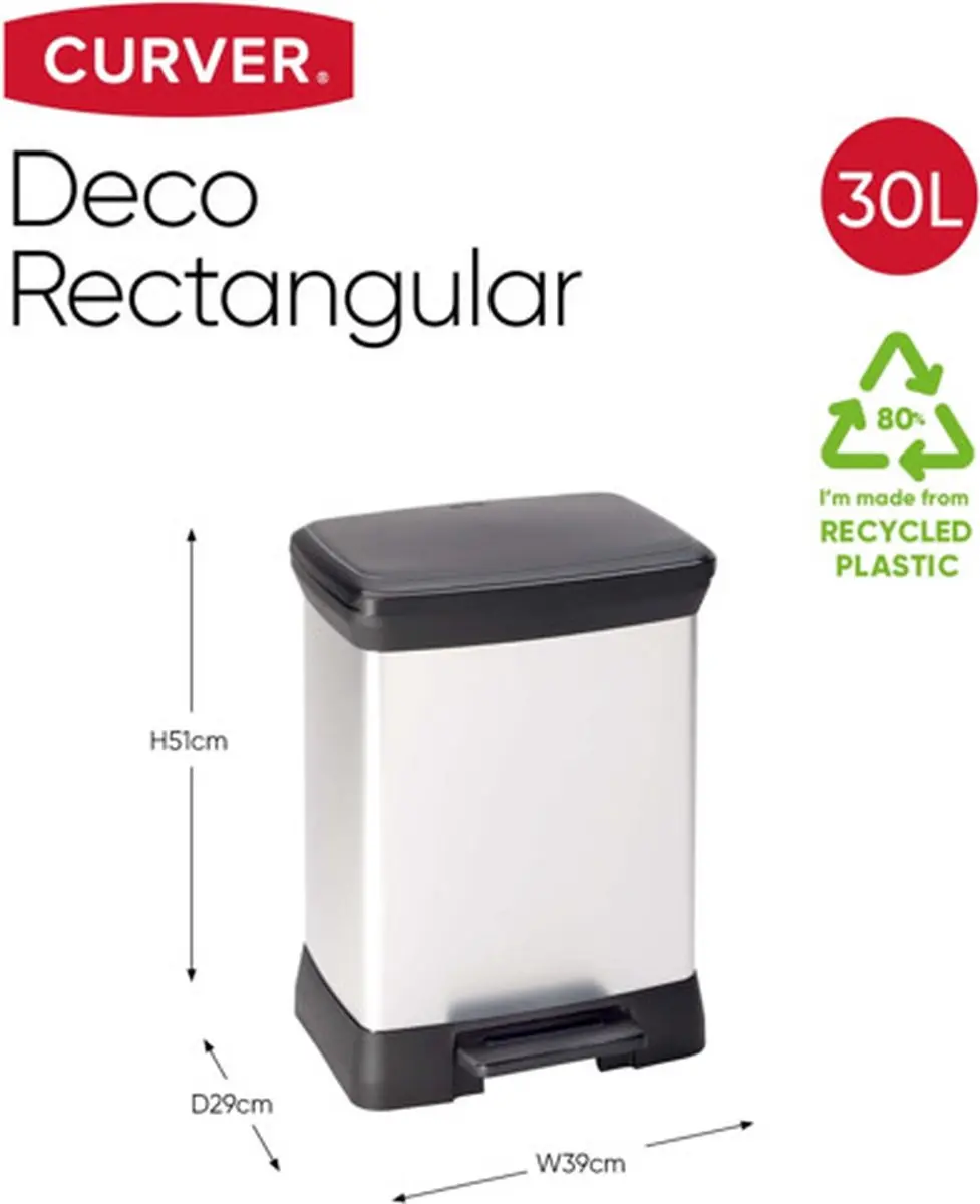 Curver Pedaalemmer Deco 30L - Zilver