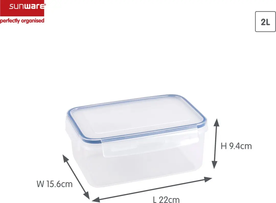 Sunware Vershoudbakjes 2L - Set van 4 - 22x15.6x9.7cm - Blauw