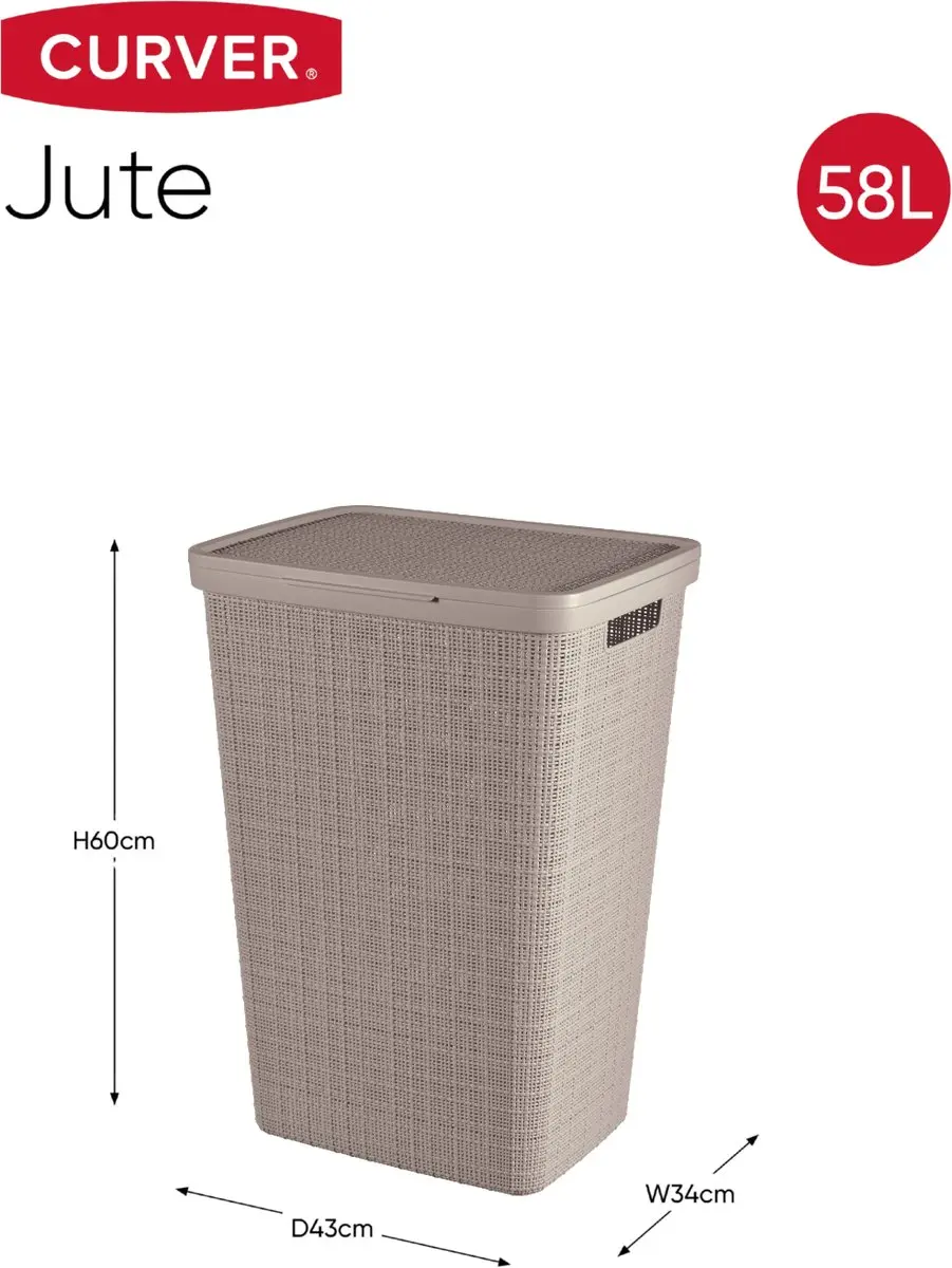 Curver Jute Wasmand 58L - 2 Stuks - Taupe
