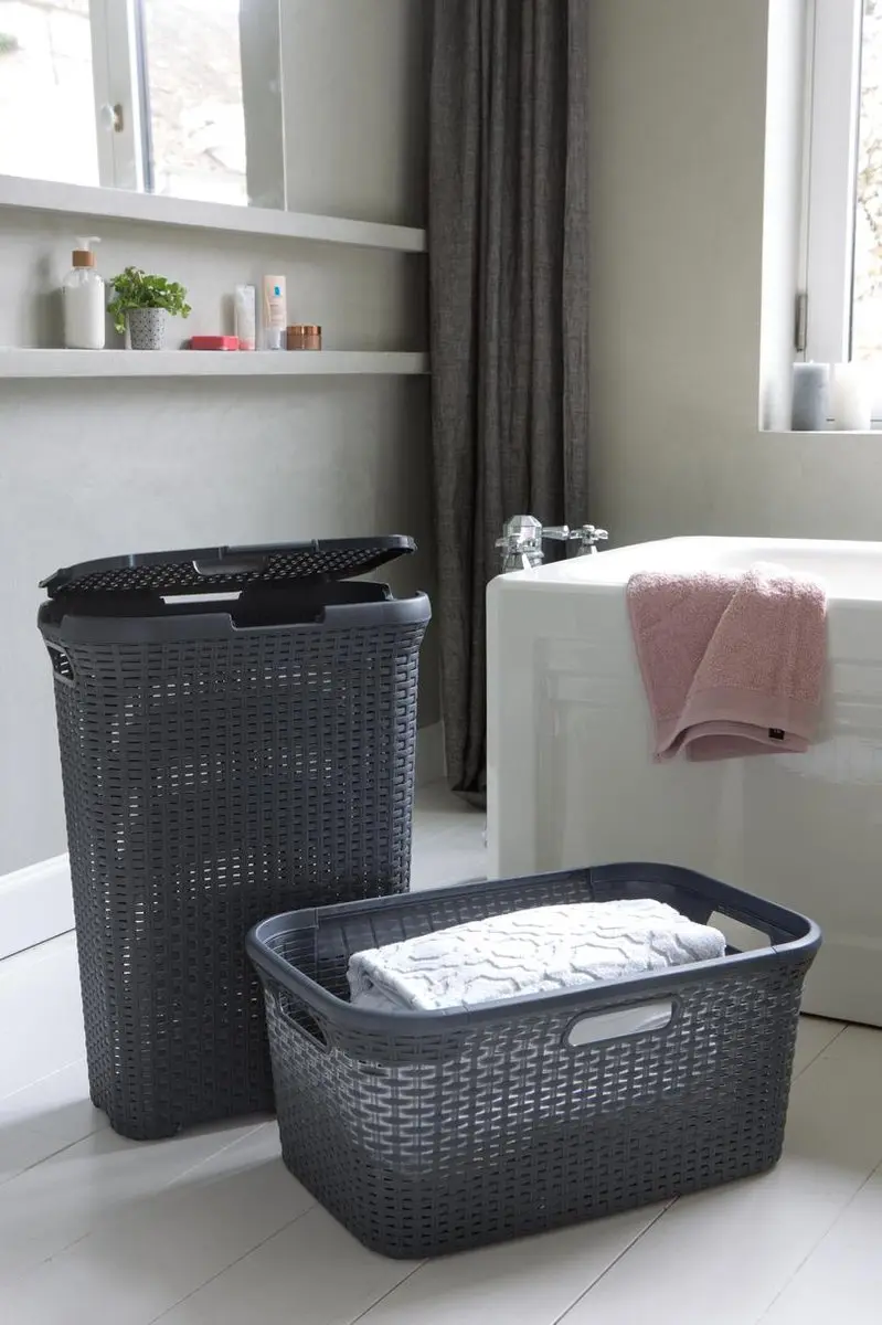 Curver Style Wasmand met Deksel 105L - 2 Stuks - Antraciet