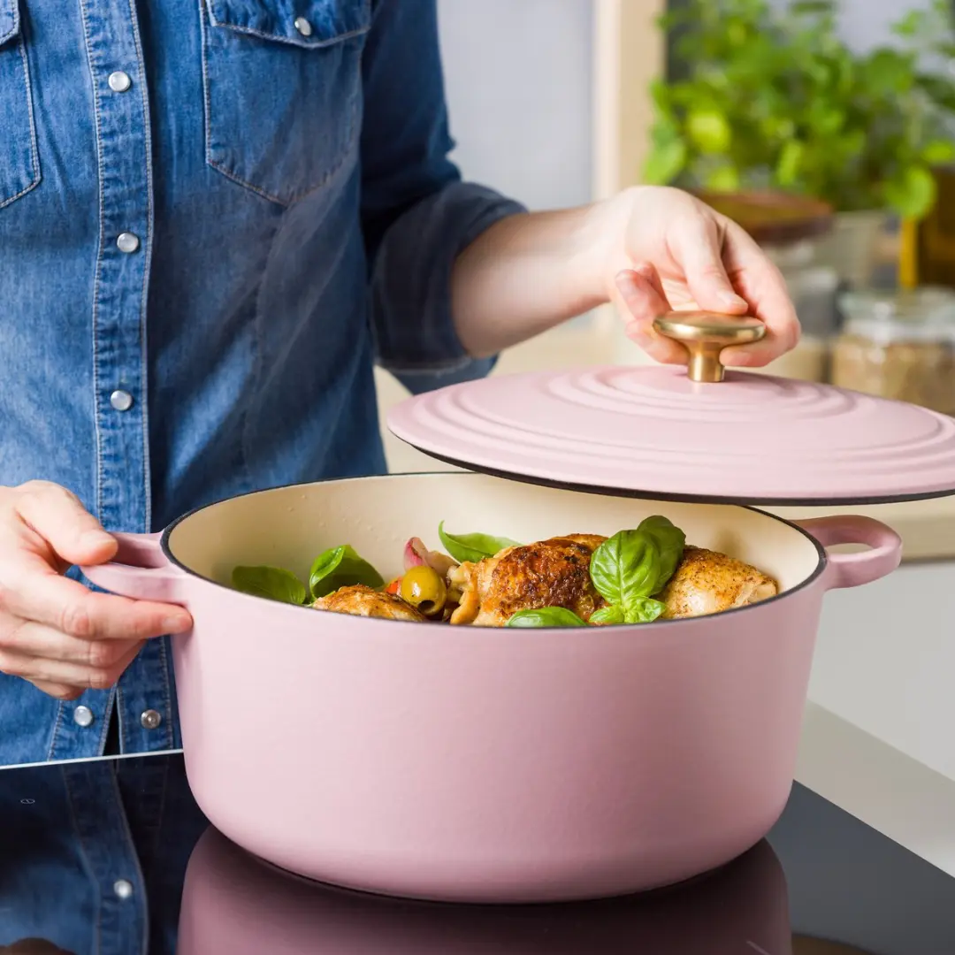 BK Bourgogne Braadpan 28cm - Gietijzer - 6.7L - Blush Pink