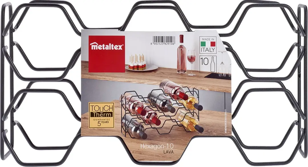 Metaltex Wijnrek Hexagon 10 Flessen - Zwart