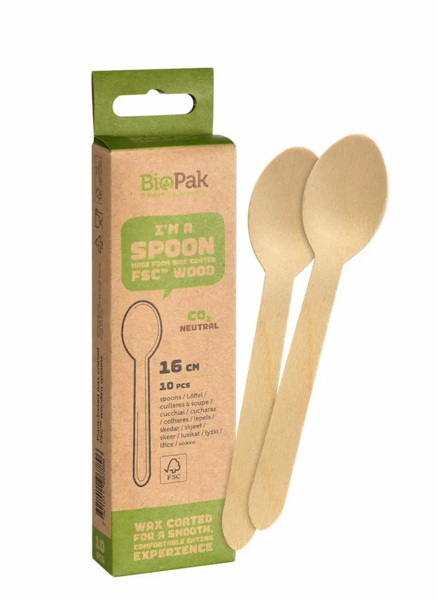 Duni Wegwerp Bestek Hout 60-delig - 16cm - Beige