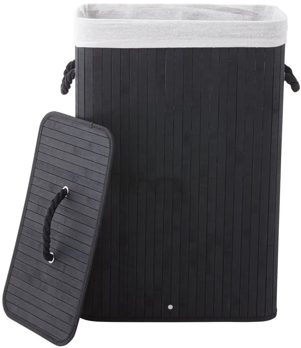 Sealskin Bamboo Wasmand met Deksel 56L - Zwart