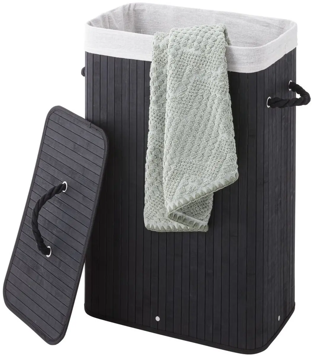 Sealskin Bamboo Wasmand met Deksel 56L - Zwart - afbeelding 6 van 6