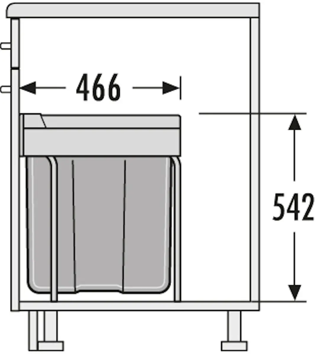 Hailo Easy-Cargo Inbouw Prullenbak AE366840 - 40L Grijs