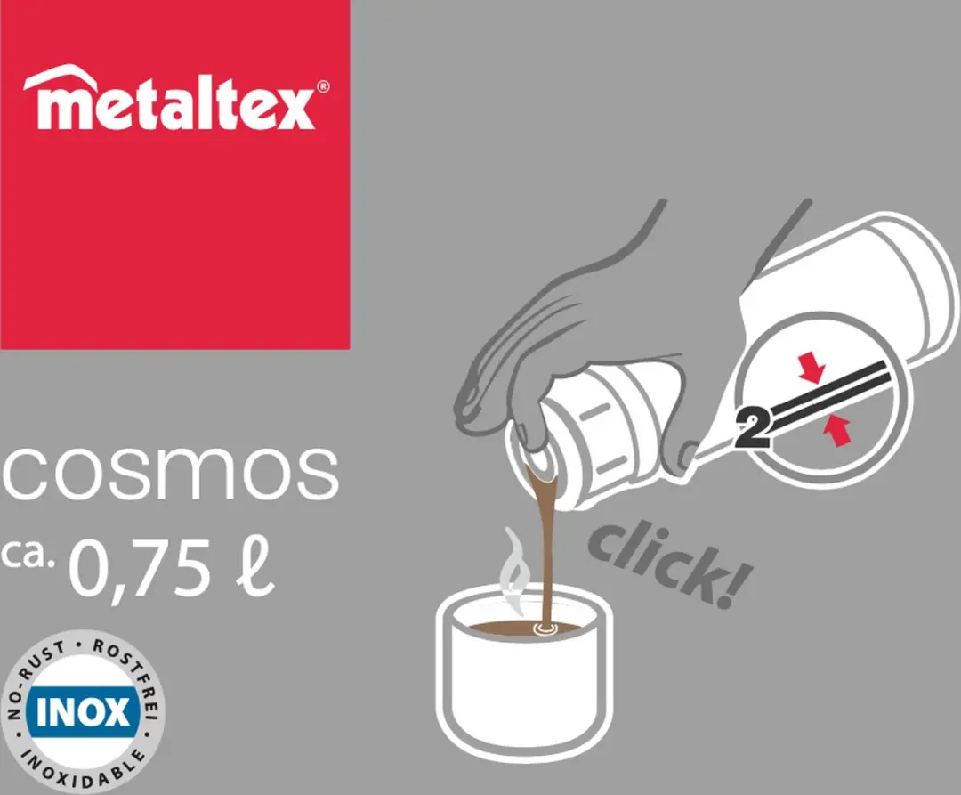 Metaltex Cosmos Thermosfles 750ml - RVS Grijs