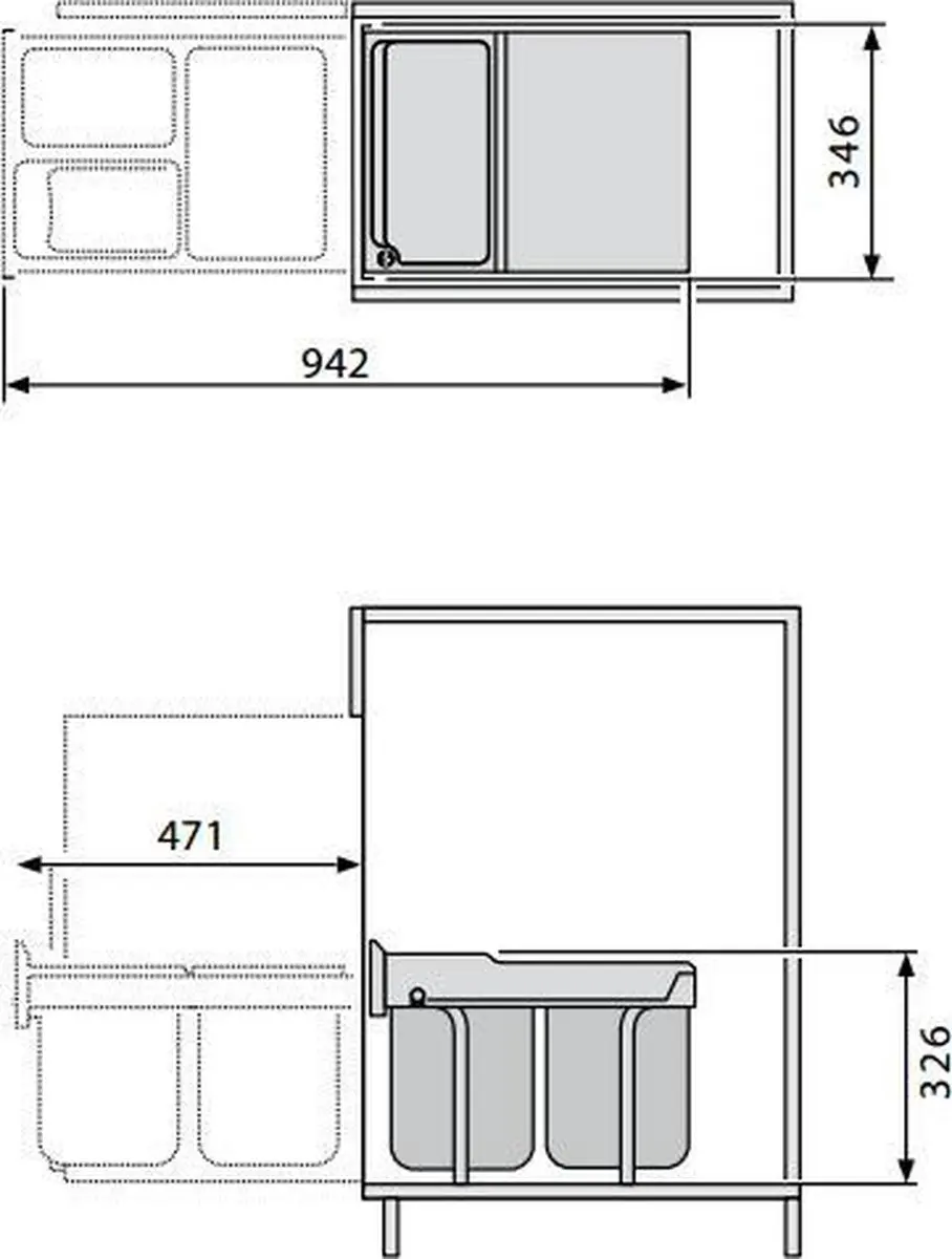 Hailo Tandem-RB AE364112 Inbouw Prullenbak 36L - Grijs