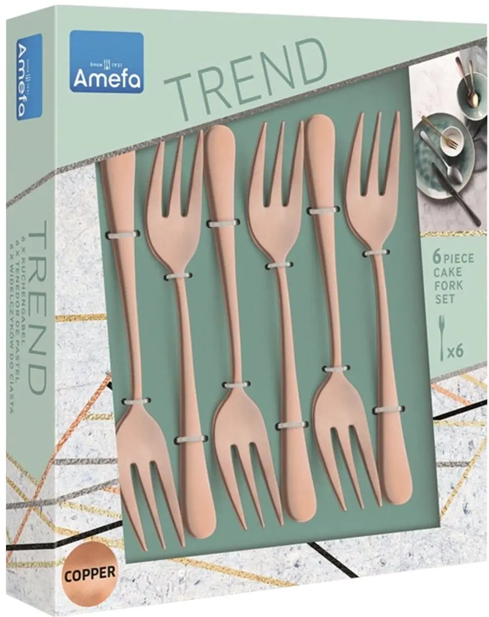 Amefa Austin Vintage Koper PVD Taartvorkjes - 6 Stuks