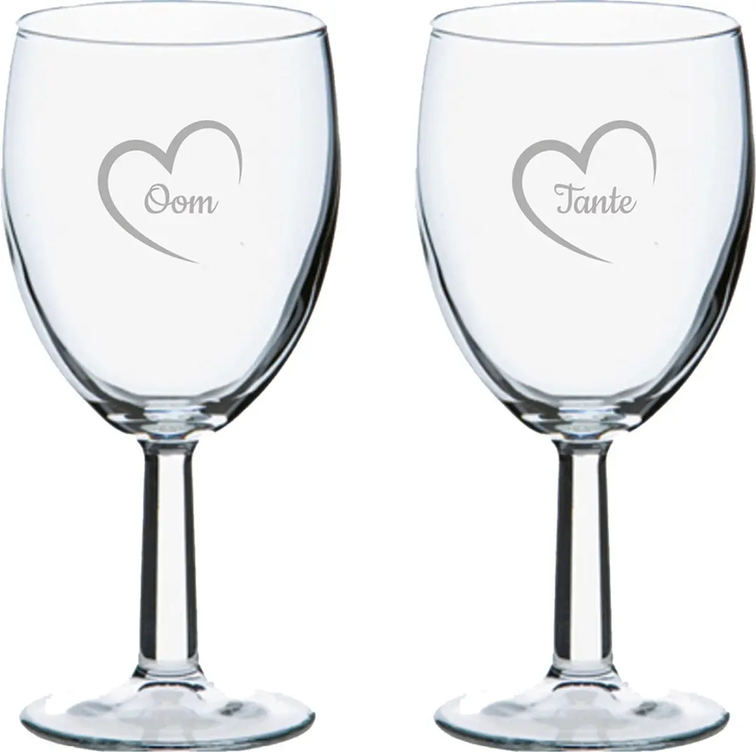 Royal Leerdam Tante & Oom Gegraveerd Wijnglas