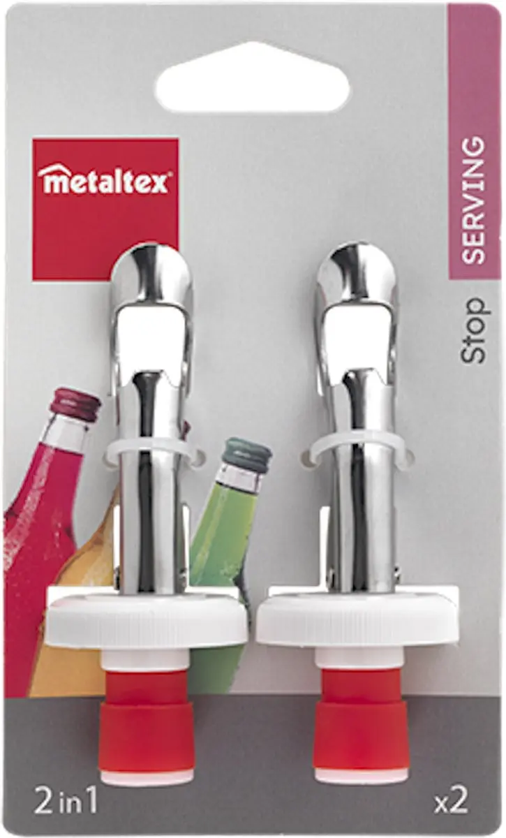Metaltex Flessendoppen 2 Stuks - RVS - Rood
