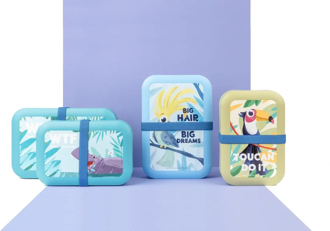 Amuse Plus Tropical Teens Lunchbox - Lichtblauw - 3-delig