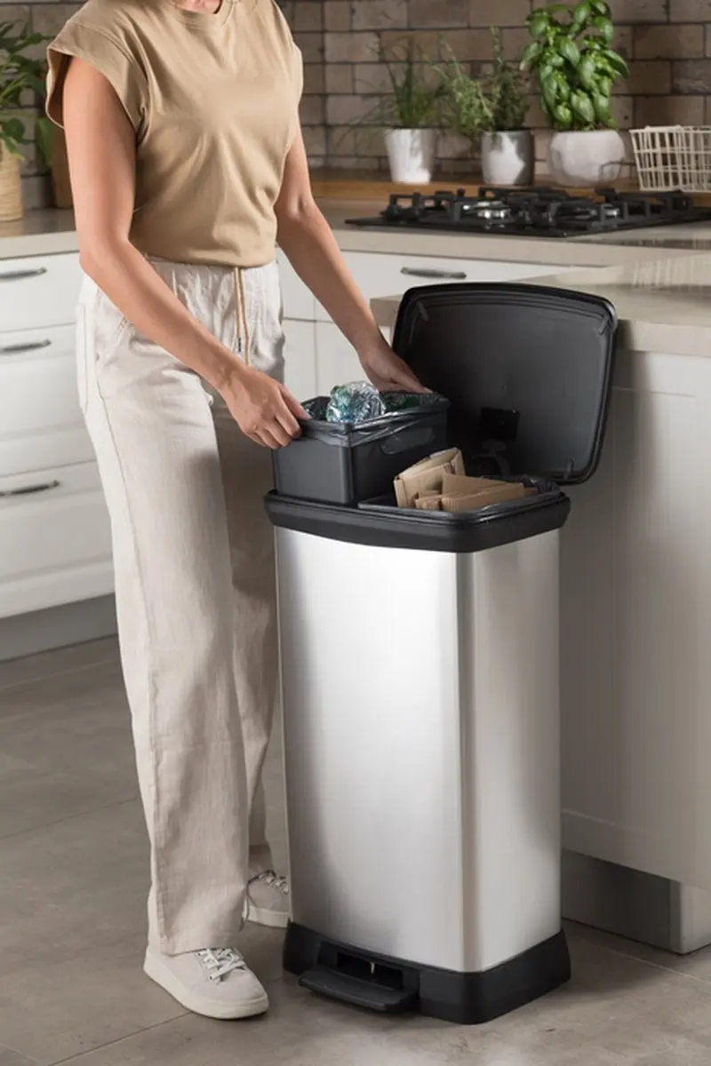 Curver Decobin Duo Prullenbak 46L - 2x23L Zilver Metallic