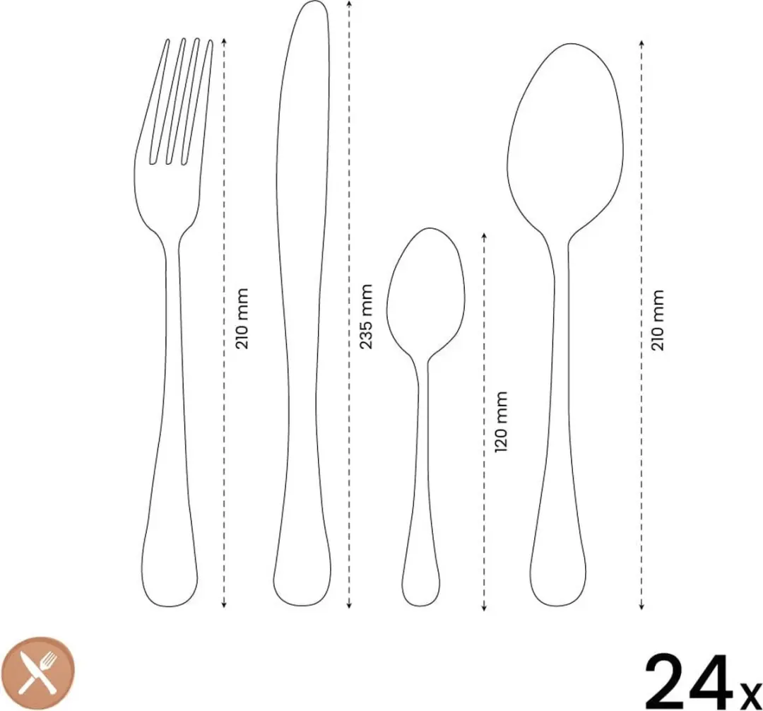 Amefa Sierra 24-delig Bestekset 12 Personen - Zilver - RVS