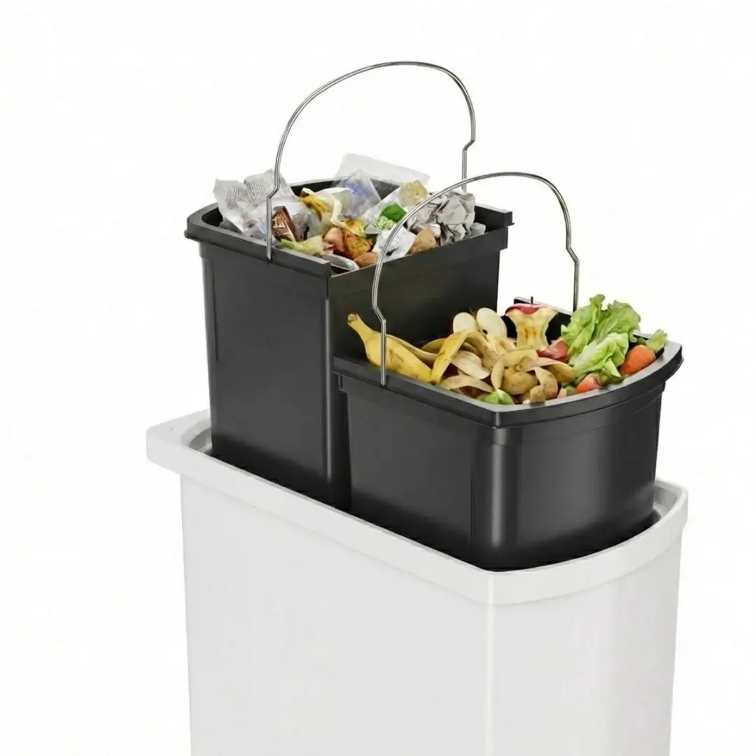 Hailo Duo AE341600 Inbouw Prullenbak 16L - 2x8L - Wit