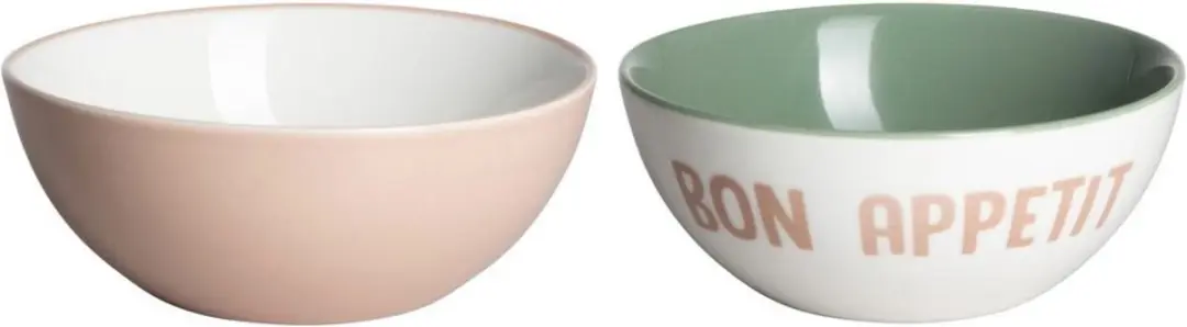 Gusta Patio Schaaltjes - ø10cm - Roze/Groen/Wit - 2 Stuks