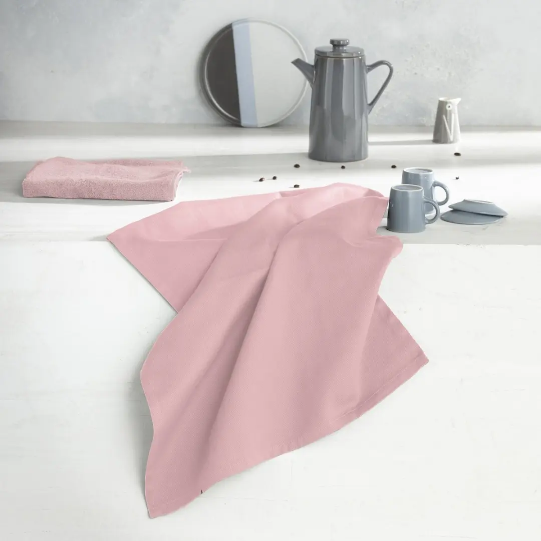 DDDDD Theedoeken Logo 60x65cm Pastel Roze - 6 Stuks