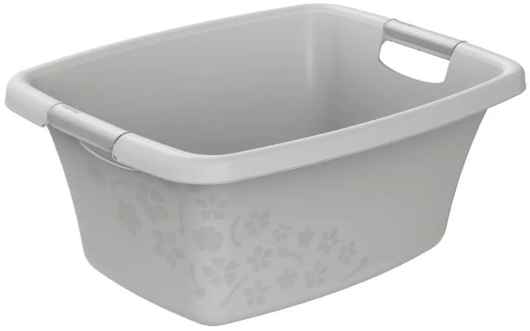Rotho Wasmand 25L Bloemen grijs