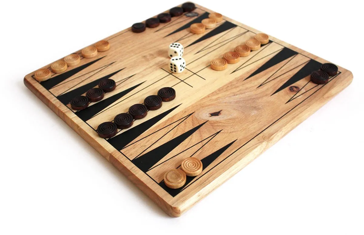 Tactic 5-in-1 Houten Bordspel - Schaken/Dammen/Tic Tac Toe/Backgammon/Domino