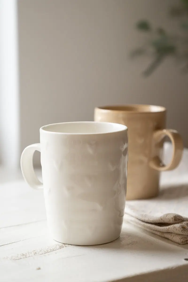 Zusss Cadeauset Theemokken - 2 Stuks - Keramiek - Wit/Zand