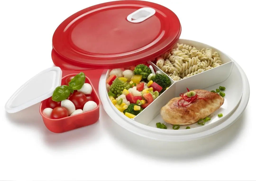 Rotho Clever Magnetronbord 1.2L - 3 Vakken - Papaya Rood - afbeelding 6 van 6