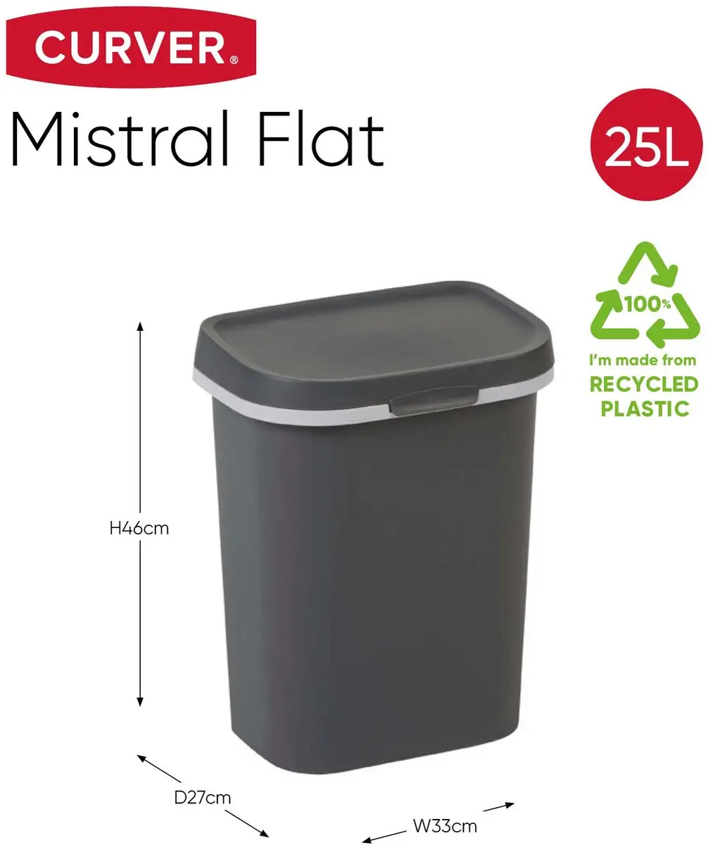 Curver Allibert Mistral Afvalbak 25L - Zwart/Grijs