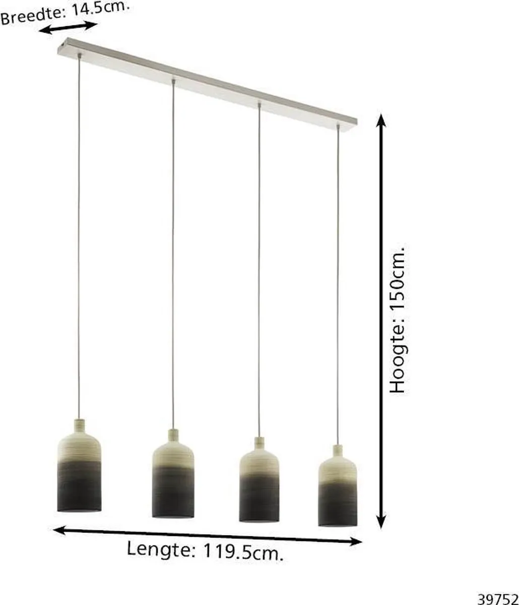 Eglo Azbarren Hanglamp E27 119,5cm - Beige/Grijs - afbeelding 5 van 6
