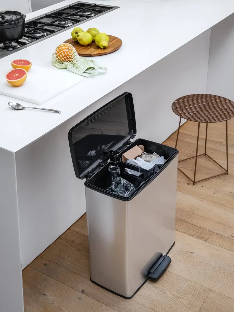 Curver Decobin Duo Prullenbak 52L - 2 Vakken Zilver