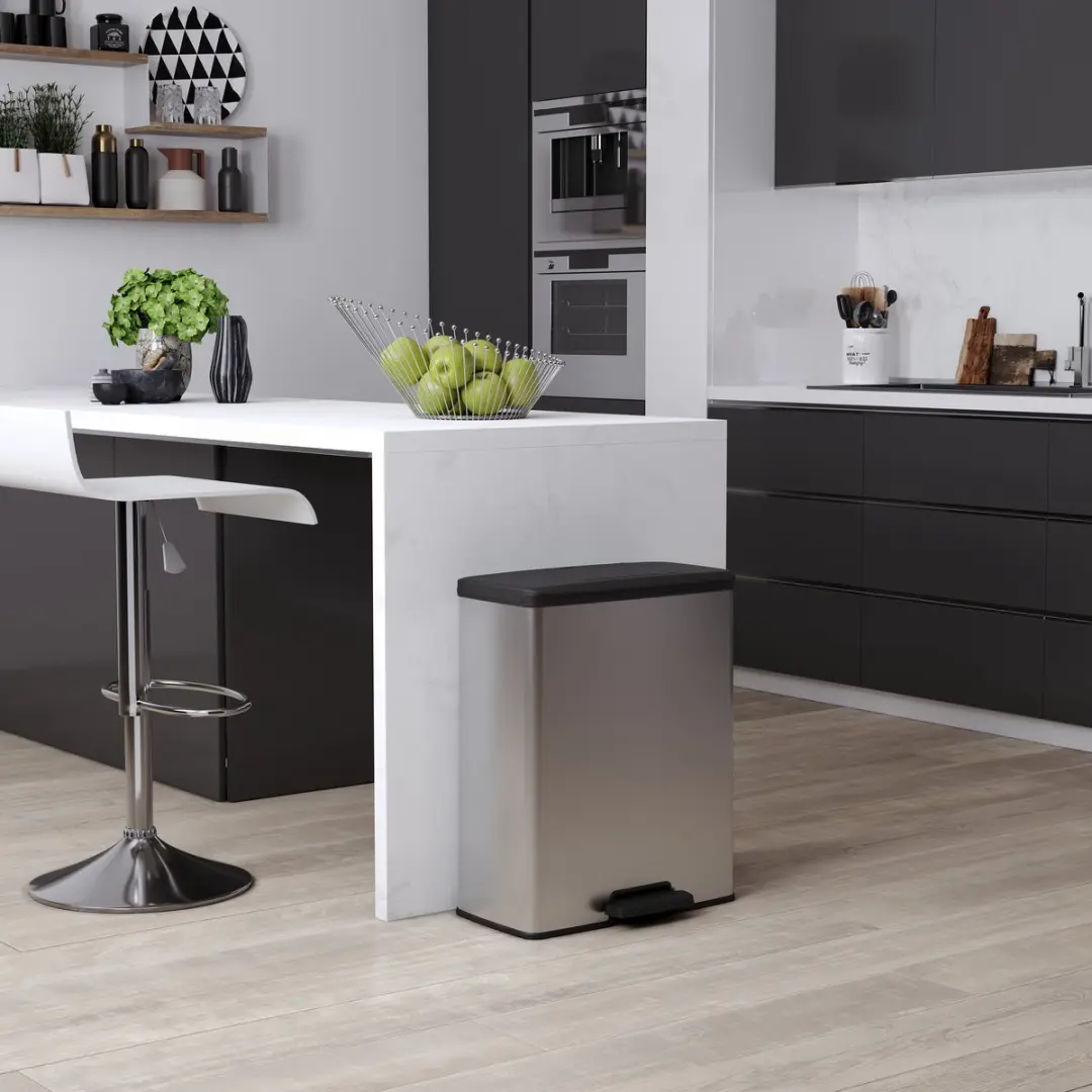 Curver Decobin Duo Prullenbak 52L - 2 Vakken Zilver - afbeelding 6 van 6