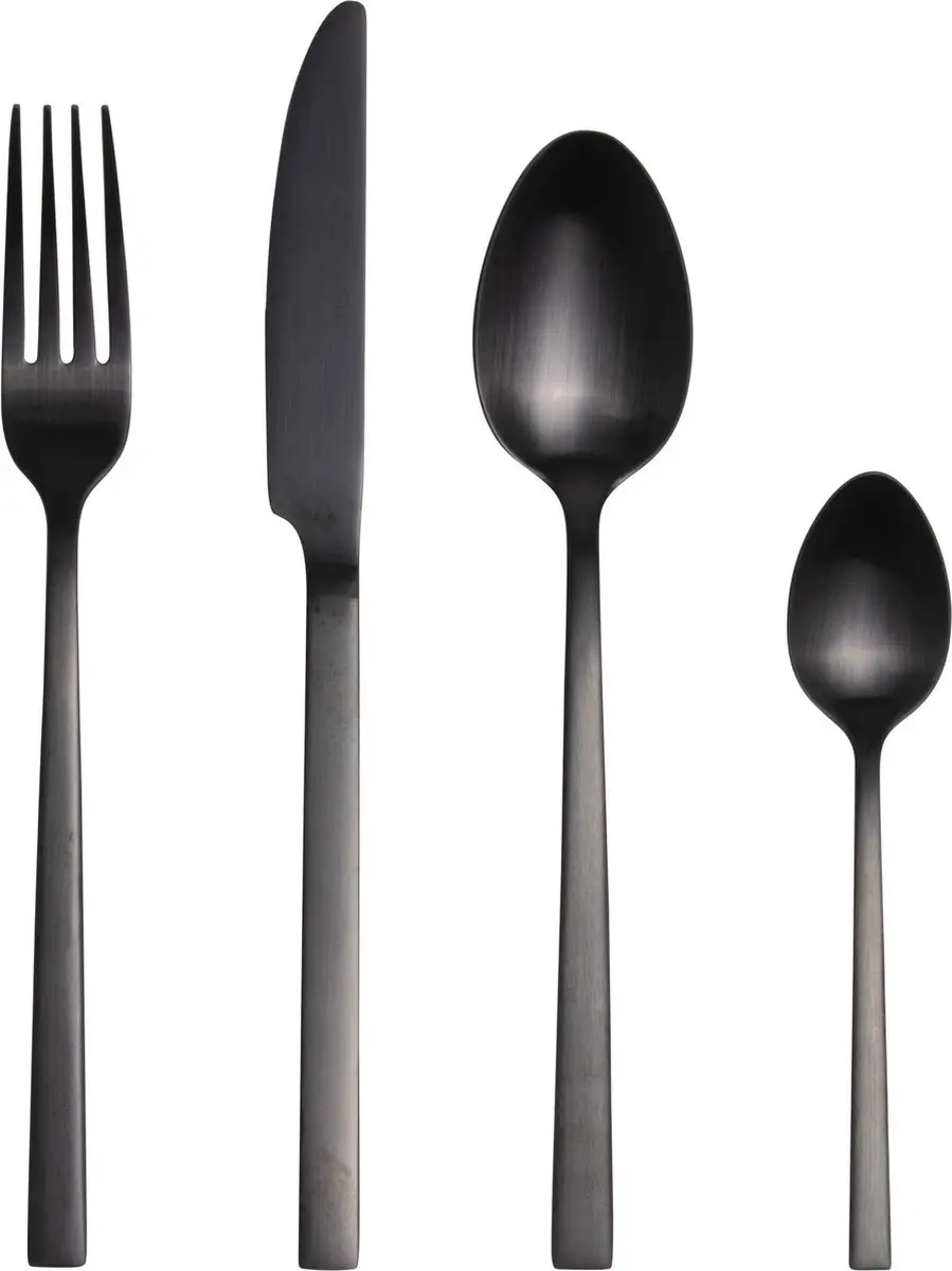 Gusta Bestekset 16-delig - Zwart - RVS