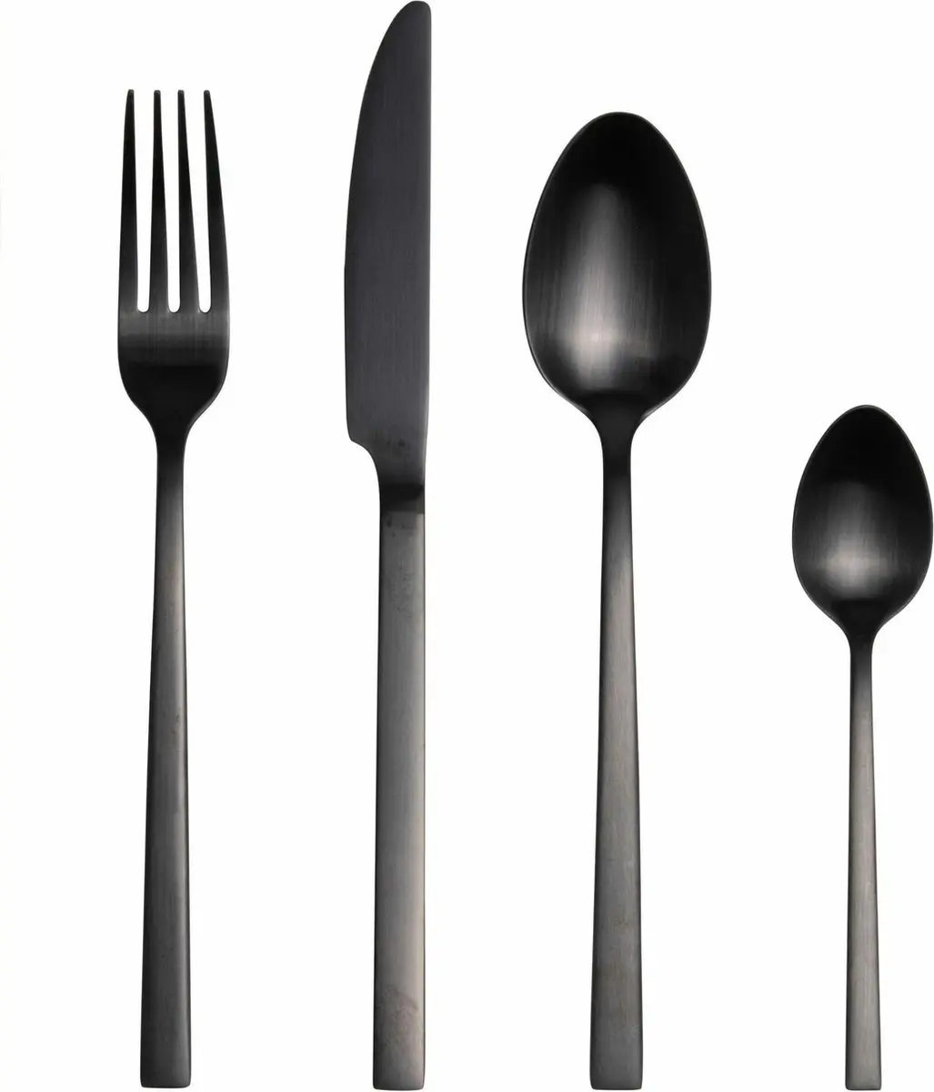 Gusta Bestekset 16-delig - Zwart - RVS