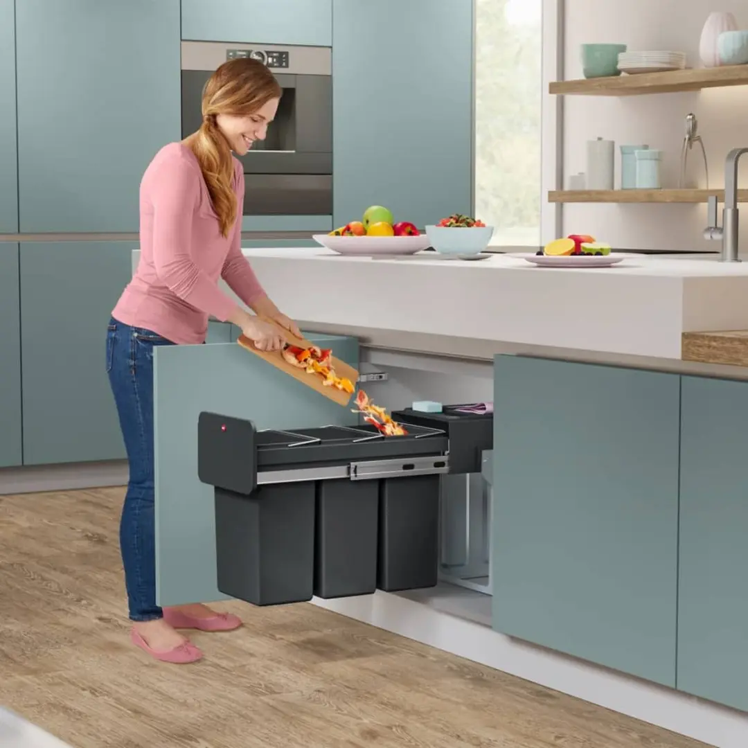 Hailo Ecoline 0310-300 Inbouwafvalbak 3x10L - Zwart