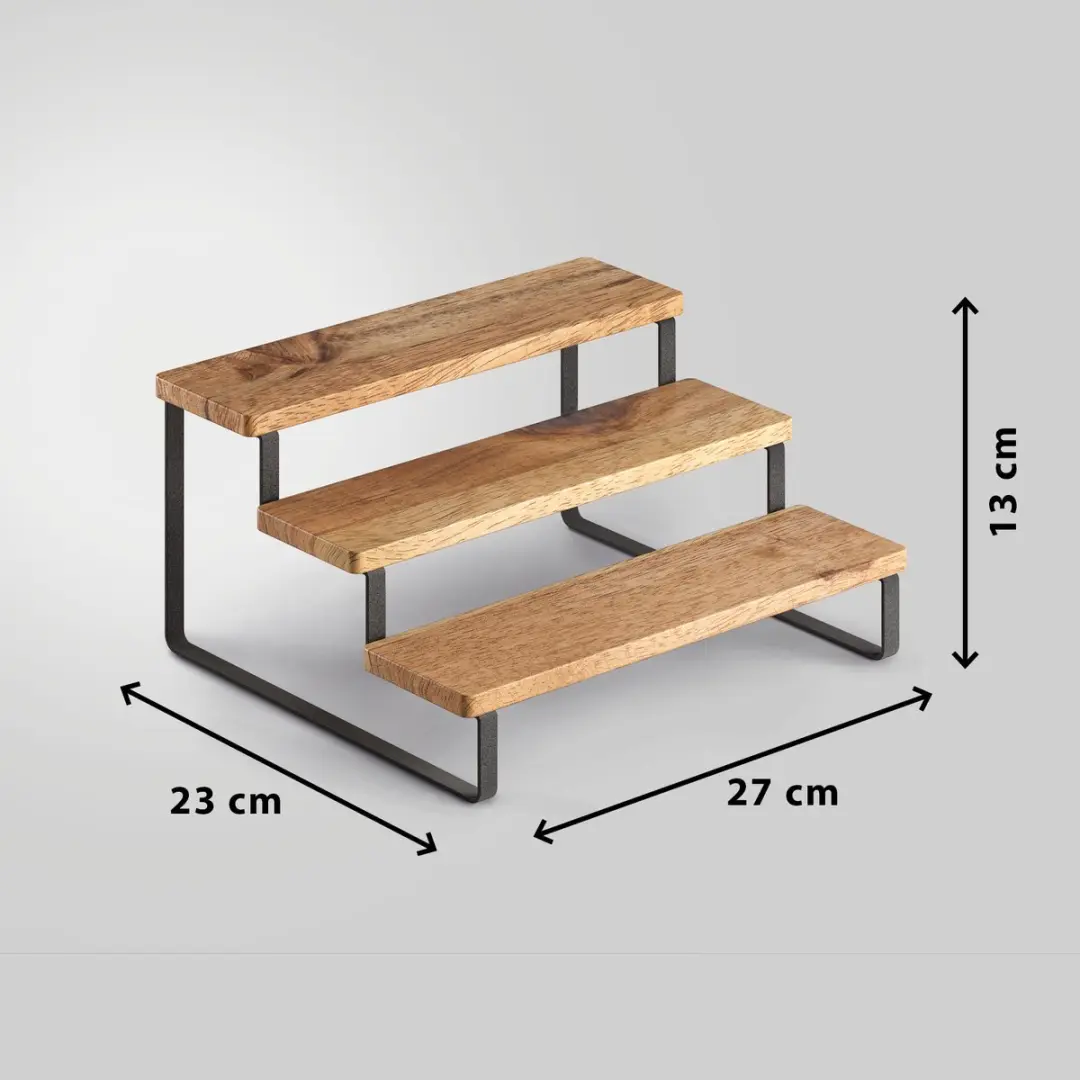 Metaltex York Lava Kruidenrek 3 etages - 23x27x13cm - Zwart/Hout