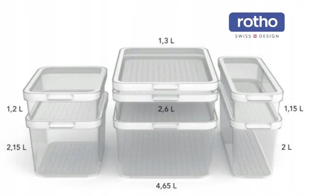 Rotho CauMa Opbergbakjes Koelkast 1,15L - 2 Stuks