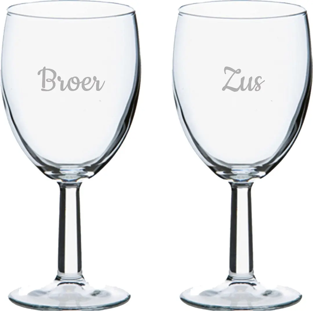 Royal Leerdam Broer-Zus Gegraveerd Wijnglas