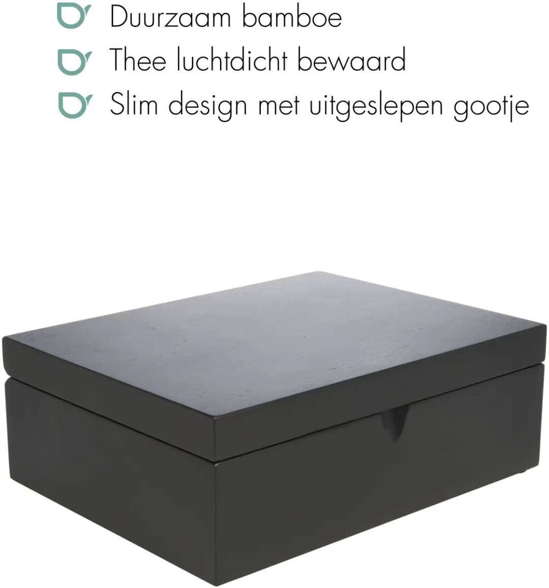Bredemeijer Theedoos met 6 Theeblikjes - Bamboe Maatlepel - Zwart