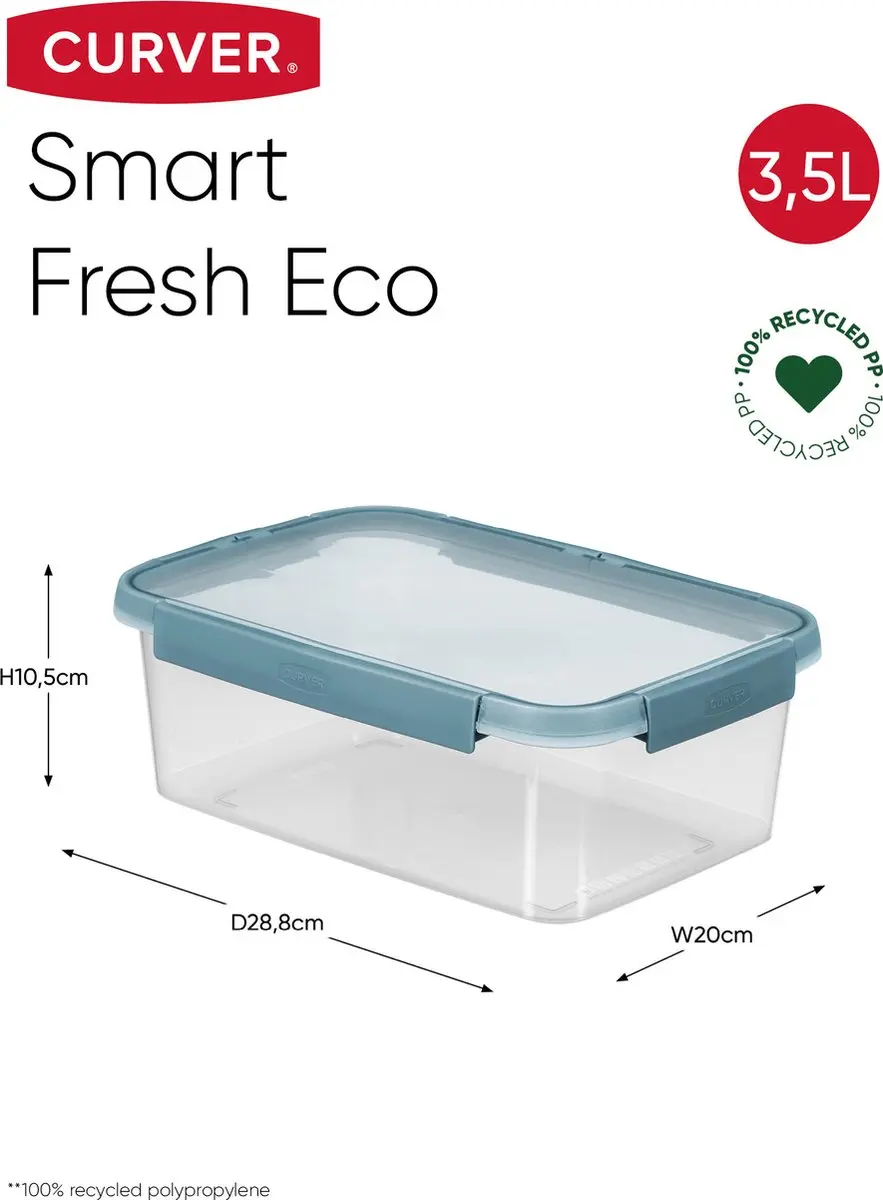 Curver Smart Fresh Eco Vershouddoos 3,5L - Blauw/Transparant