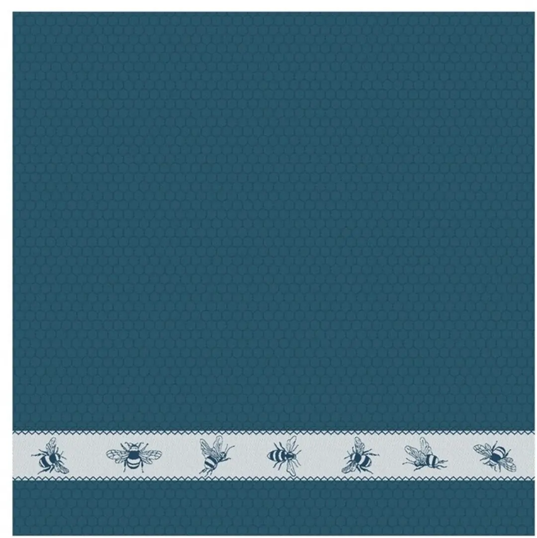 DDDDD Theedoek Bees Petrol - 6 Stuks 100% Katoen 60x65cm