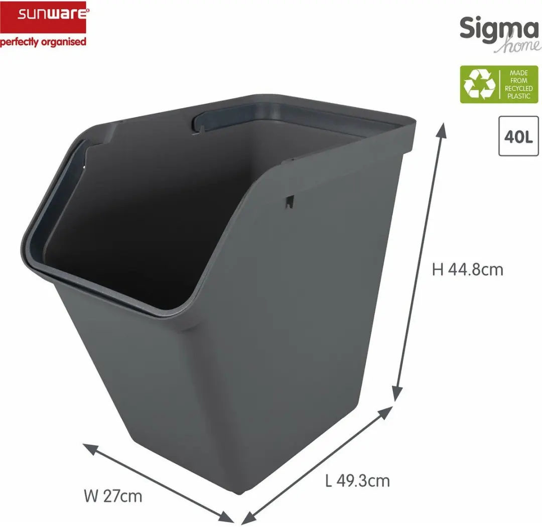 Sunware Sigma Home Sorteerbak 40L - Antraciet