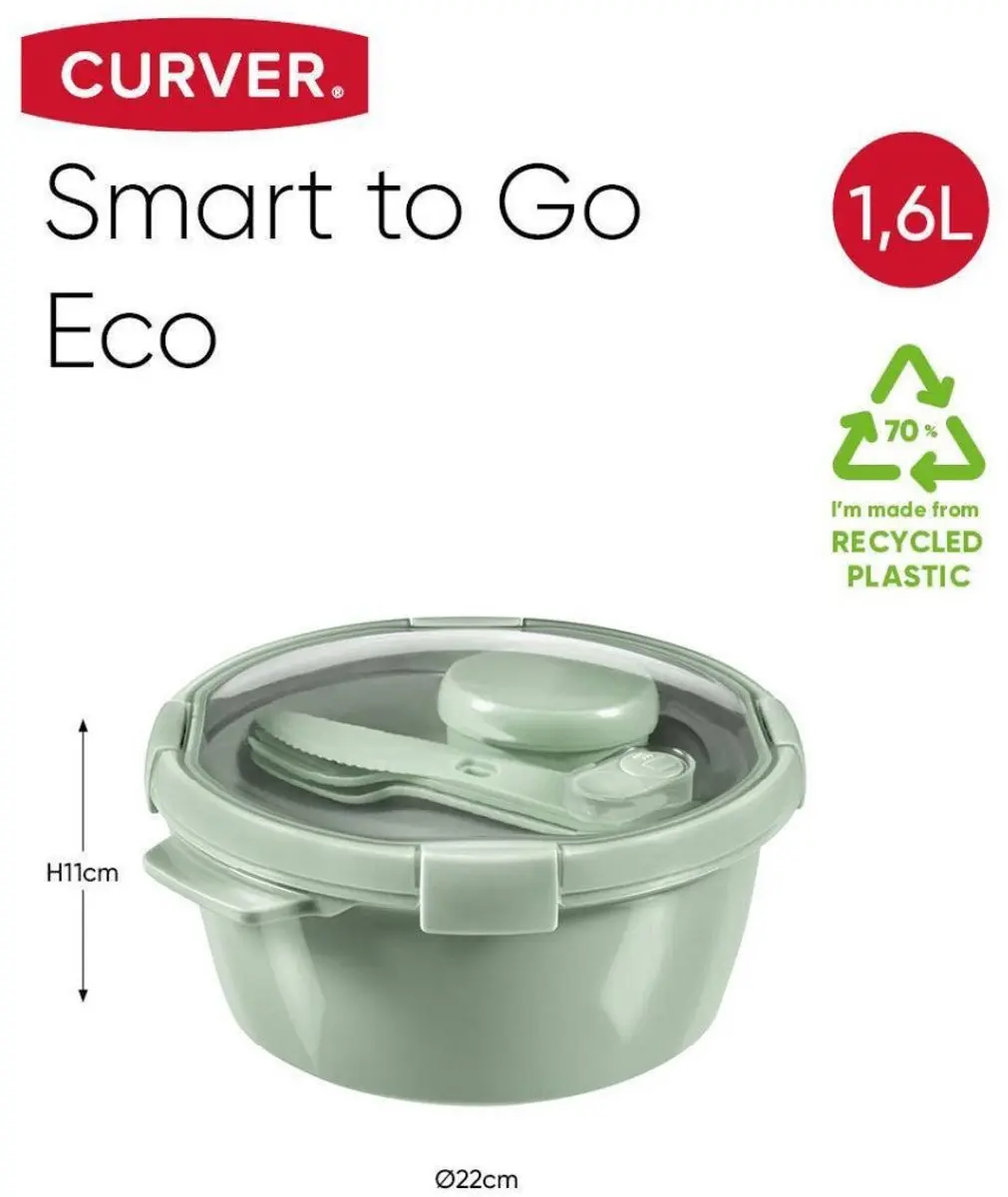 Curver Smart To Go Eco Lunchset 1,6L - 20-delig - Eco Groen