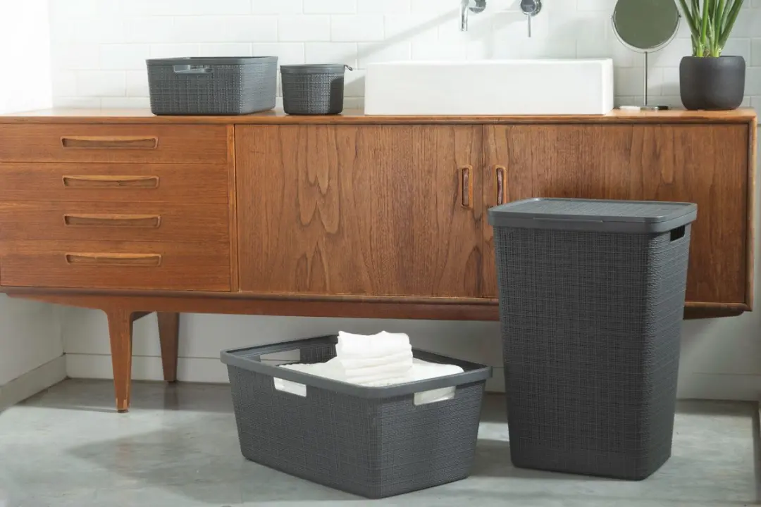 Curver Jute Wasmand 46L - 2 Stuks - Donkergrijs