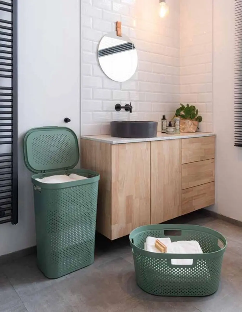 Curver Infinity Recycled Wasmand met deksel 60L - Groen