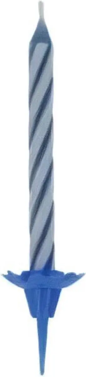 Metaltex Taartkaarsen Blauw - 24 Stuks + 12 Houders